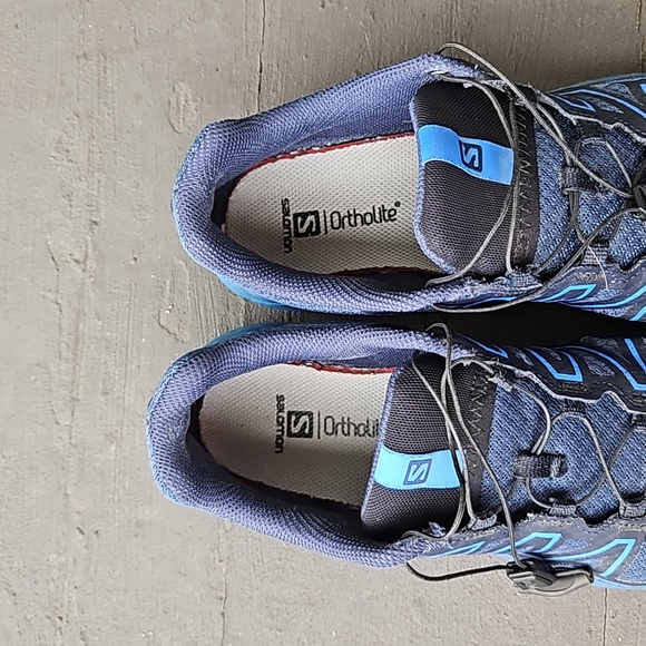Salomon ortholite blue low hiking sneakers man's size 8 no tangle lasing system - Picture 2 of 7